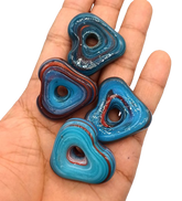 HEART SHAPED FURNACE GLASS BEADS- 35X10 MM PER PACKET OF 4 PCS- (FL-009)